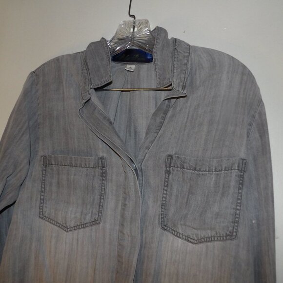 Blue Rain Split Back & Fray Hem 100% Lyocell Tencel Top Sz M - Picture 2 of 6